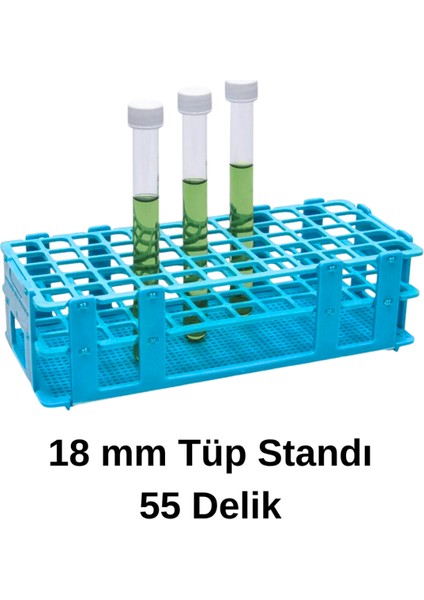 Deney Tüpü Standı 18 mm 55 Delikli Test Tüpü Portüp Laboratuvara Uygun