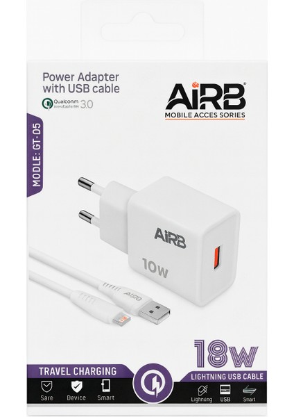 Aırb 18W Gt-05 Lightning USB Kablo Hızlı Şarj Adaptörü
