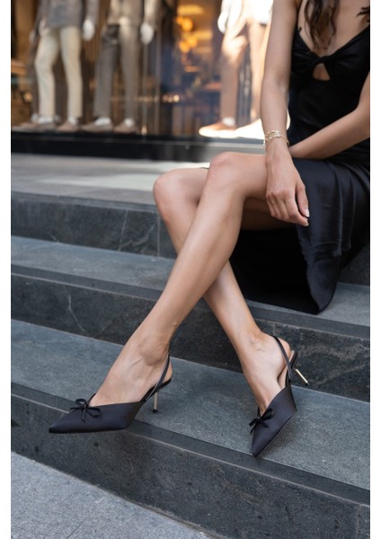 Babes Kadın Leopar Saten Özel Ökçe Topuklu Ayakkabi