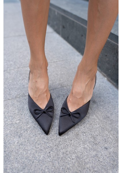 Babes Kadın Leopar Saten Özel Ökçe Topuklu Ayakkabi