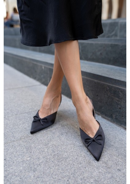 Babes Kadın Leopar Saten Özel Ökçe Topuklu Ayakkabi