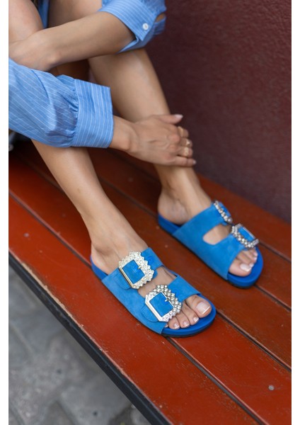 Josef Kadın Beyaz Gercek Derı Taş Detay Terlik indirimleri