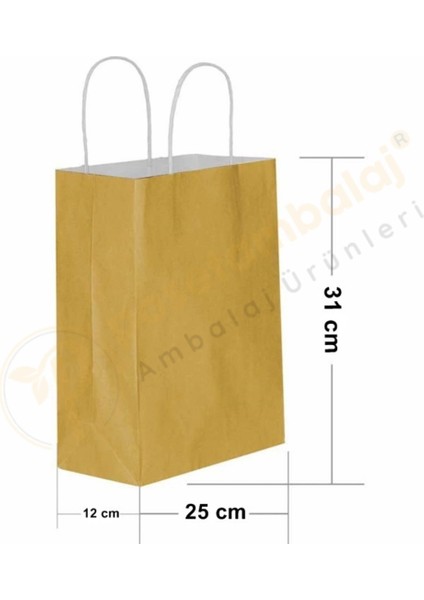 Altın Kraft Çanta Orta Boy 25X12X31 cm 25 Adet