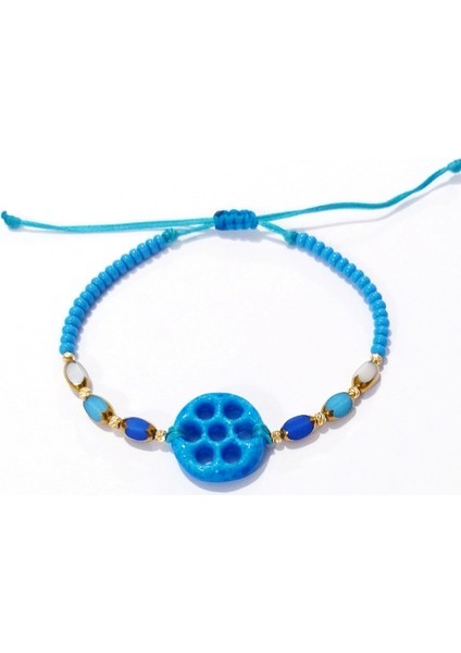 Süryani Nazar Çek Cam ve Dorika Boncuklu Mavi Bileklik modelleri