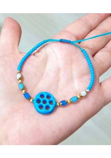 Süryani Nazar Çek Cam ve Dorika Boncuklu Mavi Bileklik fırsatları