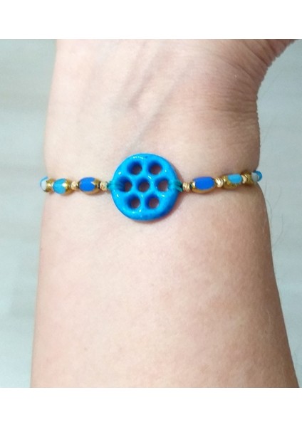 Süryani Nazar Çek Cam ve Dorika Boncuklu Mavi Bileklik indirimleri