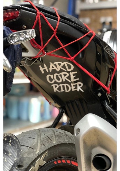 Motor Için Dekoratif Sticker Hard Core Rider Beyaz (1 Adet)