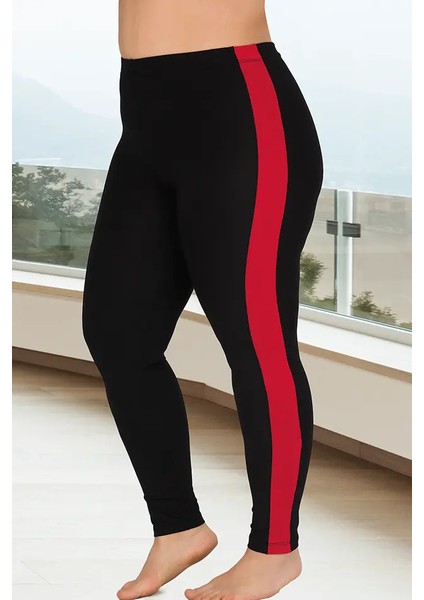 Lady Kırmızı Şeritli Büyük Beden Tayt