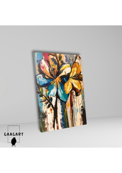 Tekli Dikey Kanvas Tablo Soyut Sanatsal Renkli Çiçekler fiyatları