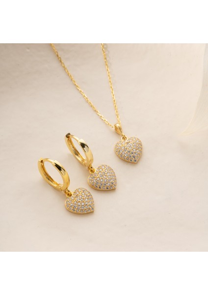 925 Ayar Gümüş 2li Taşlı Kalp Set fiyatları