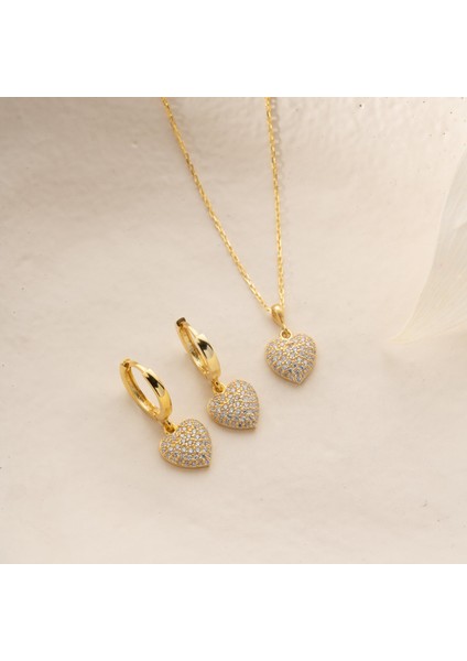 925 Ayar Gümüş 2li Taşlı Kalp Set indirimleri