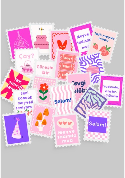 Renkli Pul Sticker Seti 20'li - Bullet Journal Ajanda Scrapbook