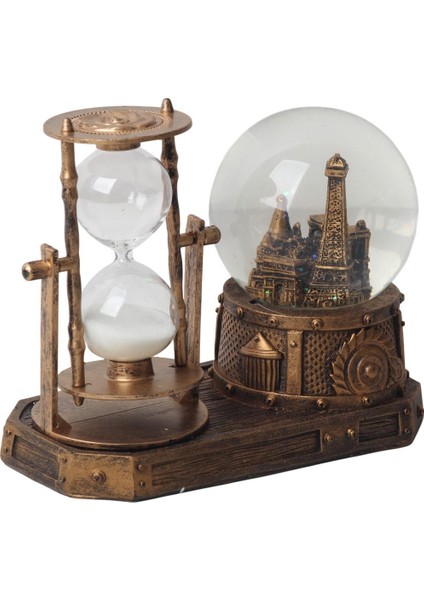Paris Eyfel Temalı Işıklı Retro Kar Küresi & Kum Saati Dekoratif Masaüstü Biblo Ev Ofis Hediyelik indirimleri
