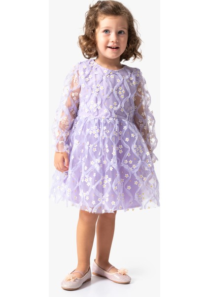 Kız Bebek Elbise Kız Çocuk Elbise Doğum Günü Parti Düğün Tütü Tüllü Uzun Kollu Astarlı Elbise