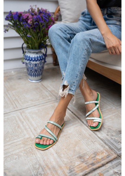 Jinx Kadin Mercan Gercek Deri Taşli Terlik indirimleri