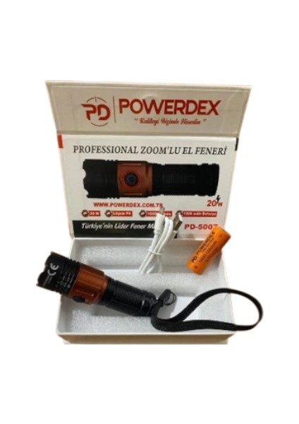 PD-5007 Profesyonel Mini El Feneri | 20W – 1000 Lümen – 1200 Mah – Zoomlu, Metal Gövde & Type-C Şarjlı fiyatları