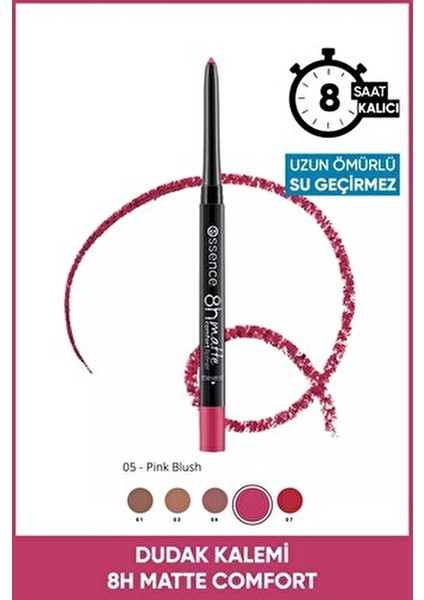 8h Matte Comfort Lipliner 05 Pink Blush Pürüzsüz Sürüm ile 8 Saat Kalıcı 1 Adet modelleri