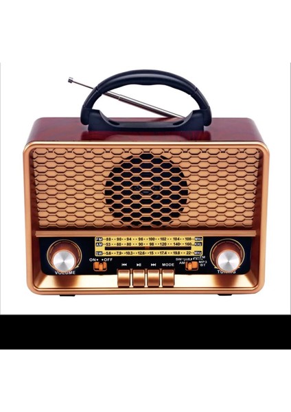 Kahverengi Eskitme Nostalji Tasarımlı Bluetooth Radyo, Şık ve Fonksiyonel Müzik Cihazı