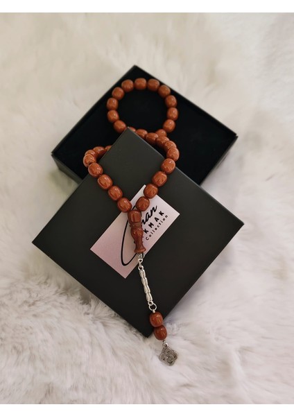 Kahverengi Küre Kesim Toz Kehribar Tesbih