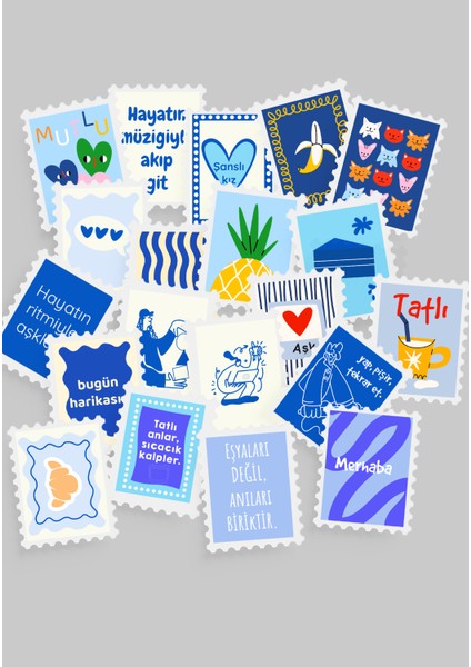 Renkli Pul Sticker Seti 20'li - Bullet Journal Ajanda Scrapbook