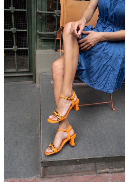 Juliet Kadin Orange Zıncır Detay Ithal Topuk Sandalet indirimleri