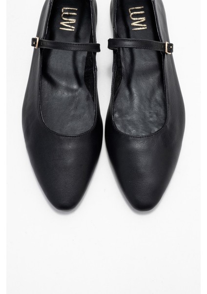 Lunaıre Siyah Deri Tek Bantlı Sivri Burun Kadın Babet Ayakkabı fırsatları