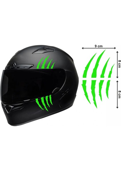 Motorsiklet Kask Pençe Yeşil Sticker 9X16 cm