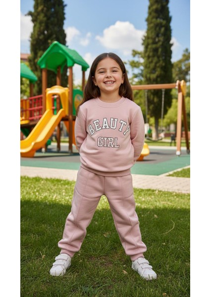 Kız Çocuk Kışlık Eşofman Takımı Sweatshirt Alt Pamuklu Üç Iplik Şardonlu Günlük Kombin 2-3-4-5 Yaş fiyatları