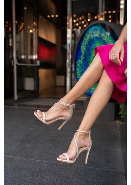 Vicky Kadin Bej Saten Özel Dizayn Abiye Ayakkabi