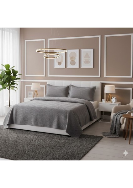 Taytüyü Nubuk Yatak Örtüsü Tek Kişilik Vicenza A.gri
