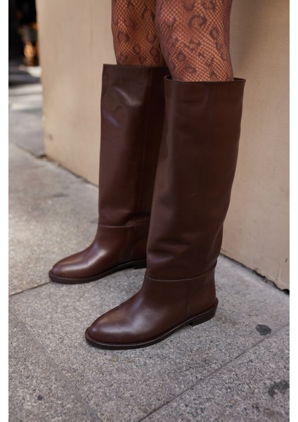 Lovell Kadın Kahve Süet Fermuarsiz Çizme