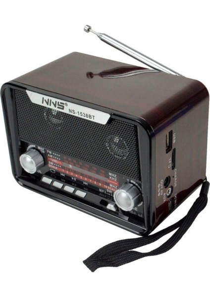 Kahverengi Nostaljik Radyo Bluetooth USB Aux Şarjlı Fm Radyo