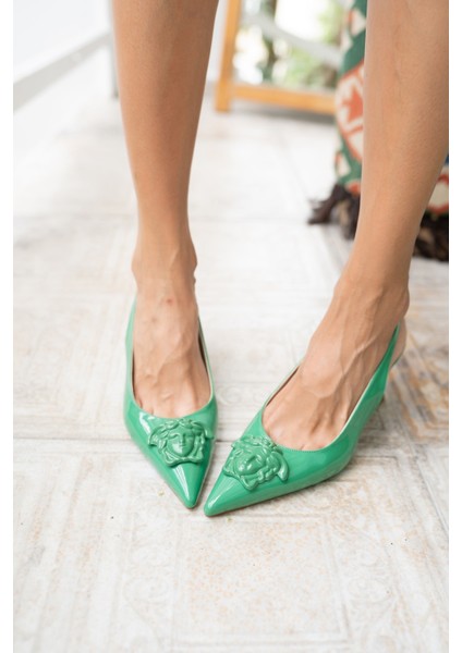 Magix Kadin Yeşil Rugan Topuklu Ayakkabi indirimleri