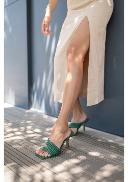 Carina Kadın Bej Topuklu Terlik