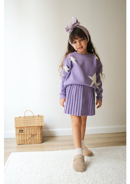 Kız Çocuk Triko Etekli Bluz Ikili Takım