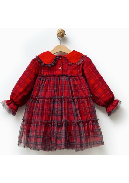 Kız Çocuk Tül Katmanlı Vintage Ekose Elbise fiyatları
