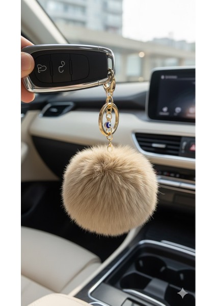 Peluş Pofuduk Ponpon Puf Camel Tüylü Ev Ofis Araba Telefon Cüzdan Çanta Anahtarlık