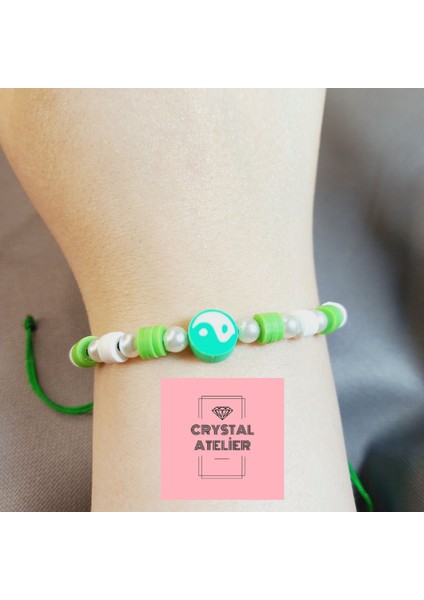 Yeşil Ying Yang Makrome Bileklik – El Yapımı Unisex Örgü Makrome Bileklik – Şans ve Denge Sembolü Yeşil Ying Yang Tasarım Bileklik - Enerji Denge Şans Bileklik - Ying Yang Bileklik fiyatları