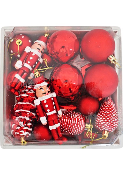 Yılbaşı Ağacı Kırmızı Renk Süsleme Seti Kırmızı Renk 24 Adet modelleri