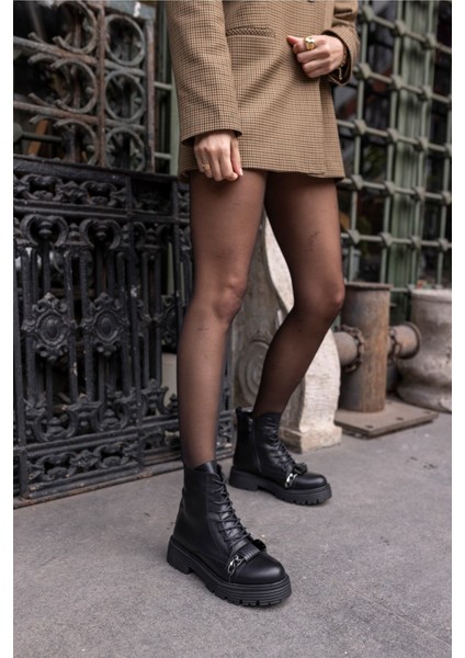 Periay Kadın Siyah Gercek Deri Bot