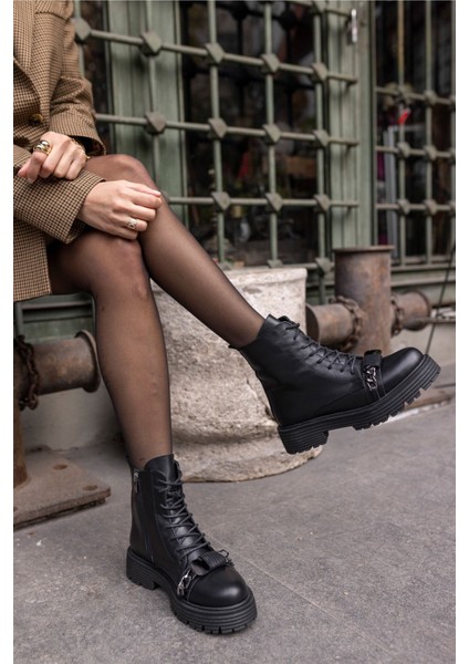 Periay Kadın Siyah Gercek Deri Bot modelleri