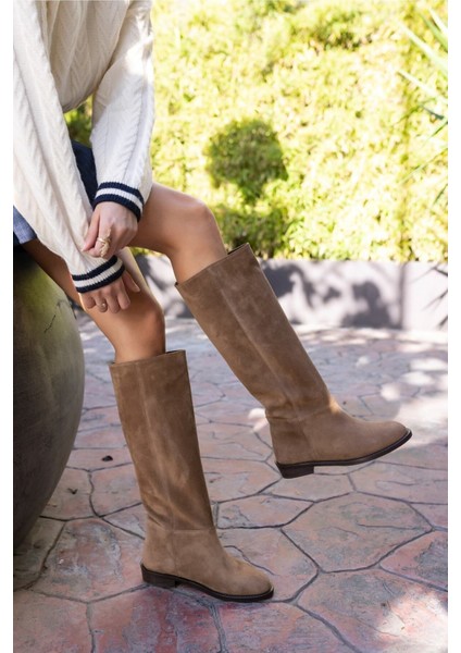 Lovell Kadın Kahve Süet Fermuarsiz Çizme