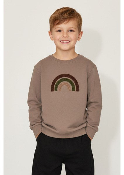 Erkek Çocuk %100 Pamuk Gökkuşağı Süzeneli Sweatshirt - 1021