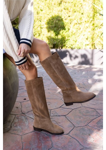 Lovell Kadın Kahve Süet Fermuarsiz Çizme