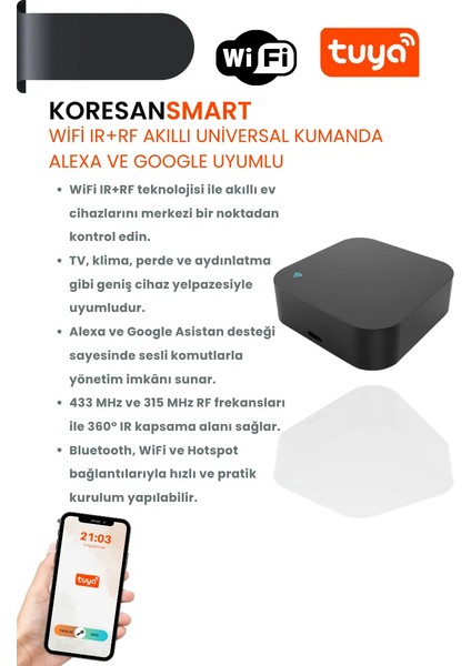 Tuya Wifi Ir+Rf Akıllı Universal Kumanda – Alexa ve Google Uyumlu fiyatları