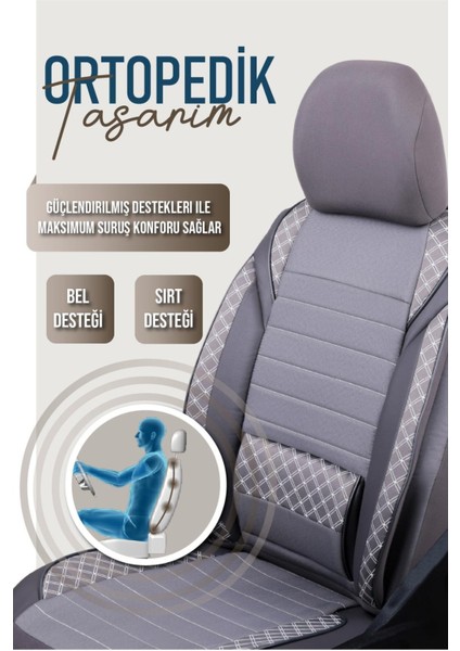 Hyundai Getz Uyumlu Yarı Deri Oto Koltuk Kılıfı 5 Li Set Alta Füme