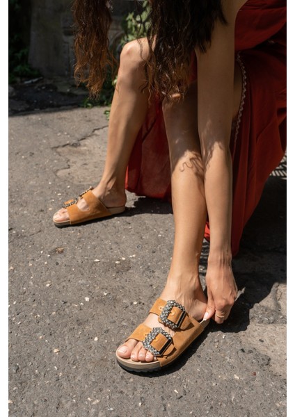 Josef Kadın Beyaz Gercek Derı Taş Detay Terlik fiyatları