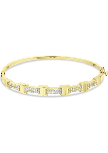 Taşlı Altın Kelepçe - 14K