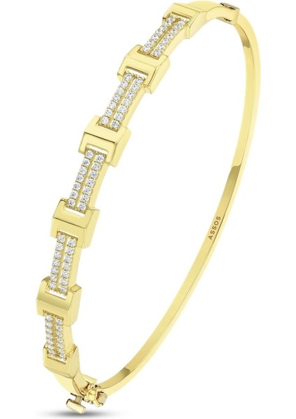 Taşlı Altın Kelepçe - 14K