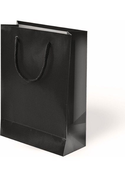 Hediyelik Lüks El Ipi Saplı Siyah Karton Çanta 25 * 30 cm 5 Adet